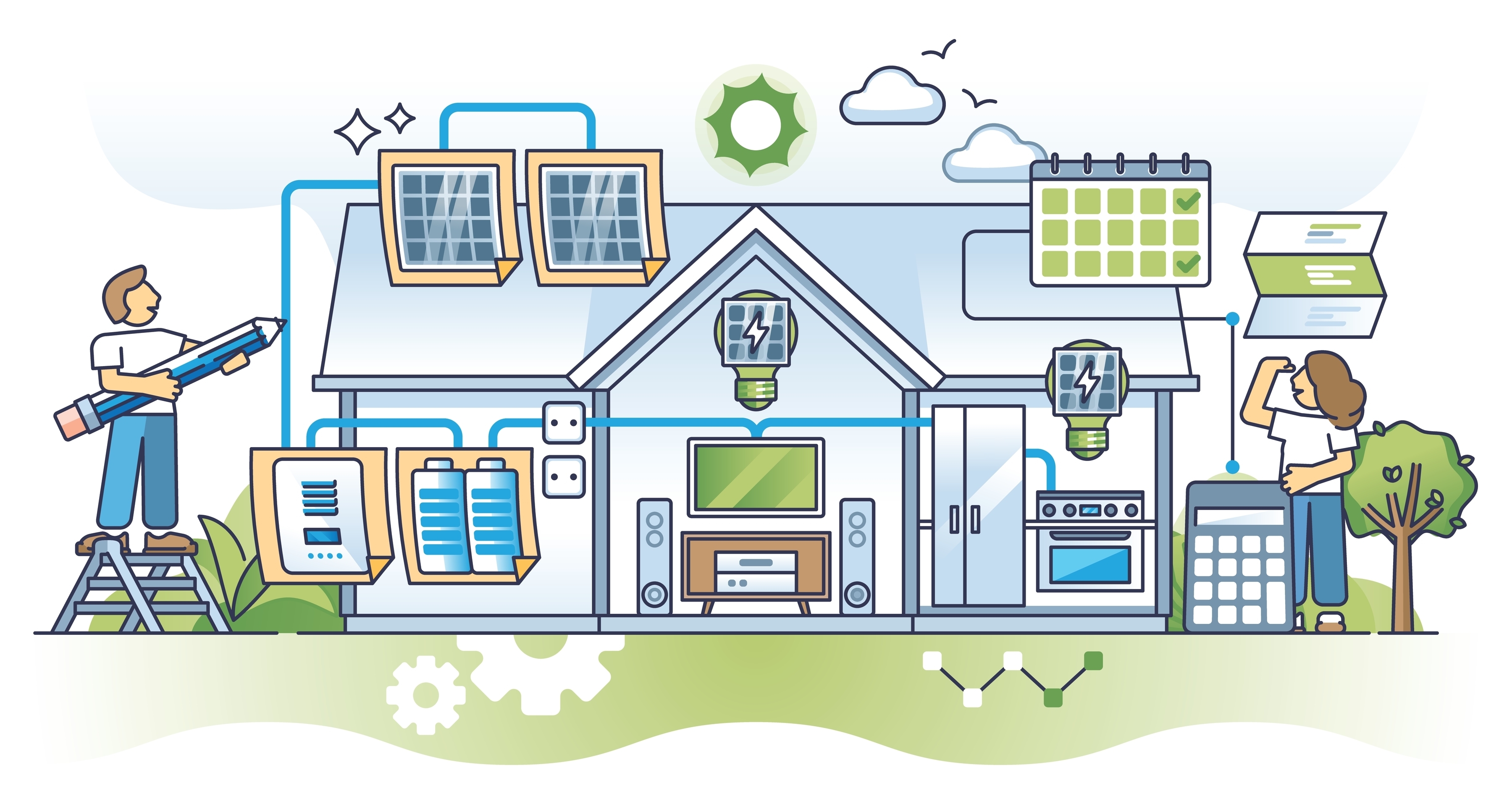 Smartes vernetztes Haus mit Energie- und Elektrotechnik
